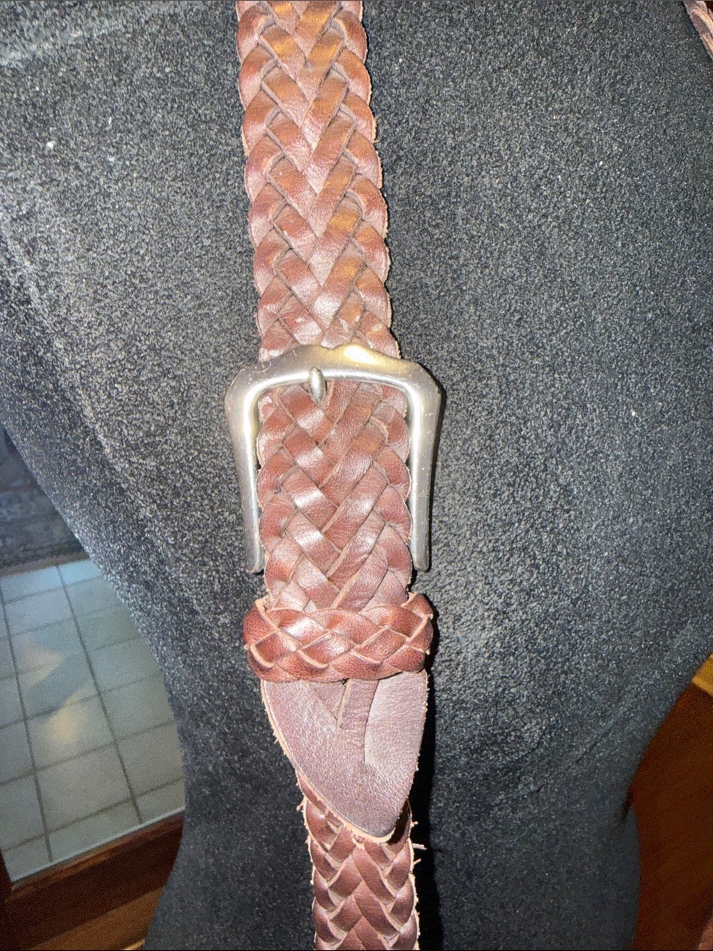 Vintage Brighton Braided Strap Brown Leather Shoulder Bag with Heart Accents - Picture 7 of 14